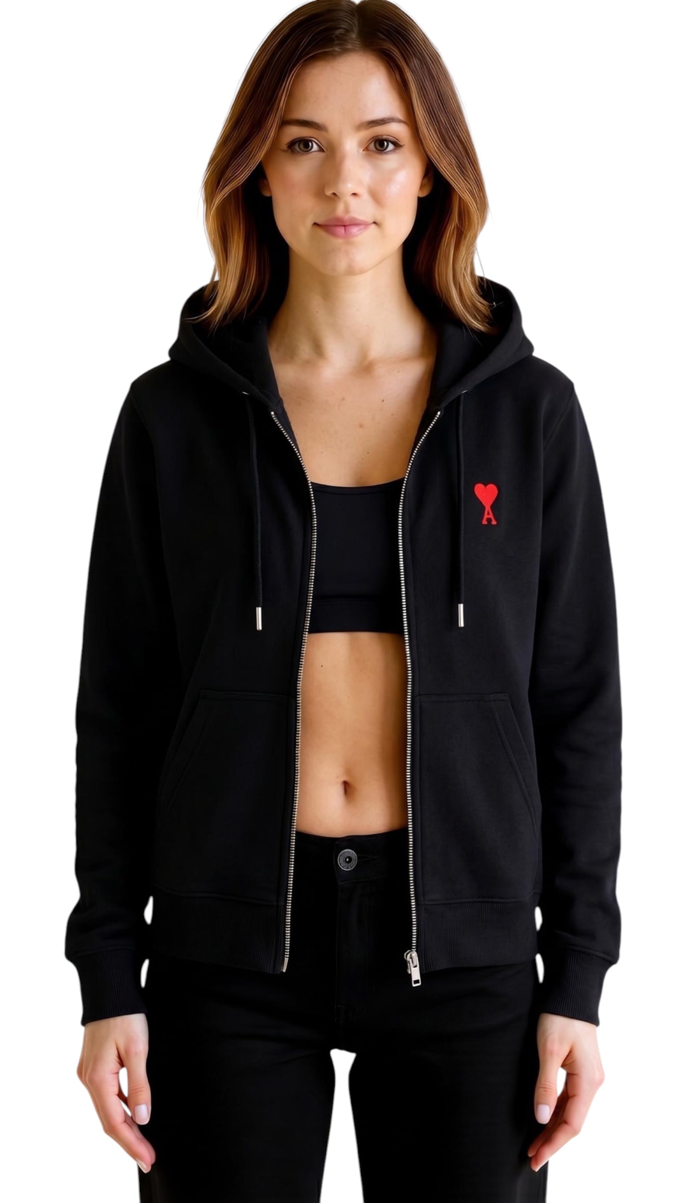 Hoodie Zippé Ami de coeur noir