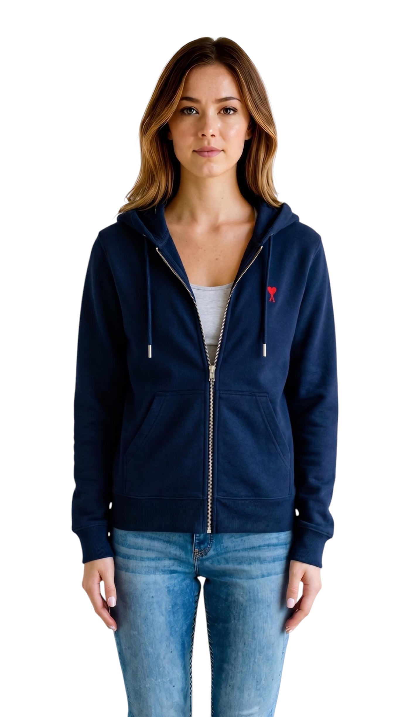 Hoodie Zippé Ami de coeur Bleu