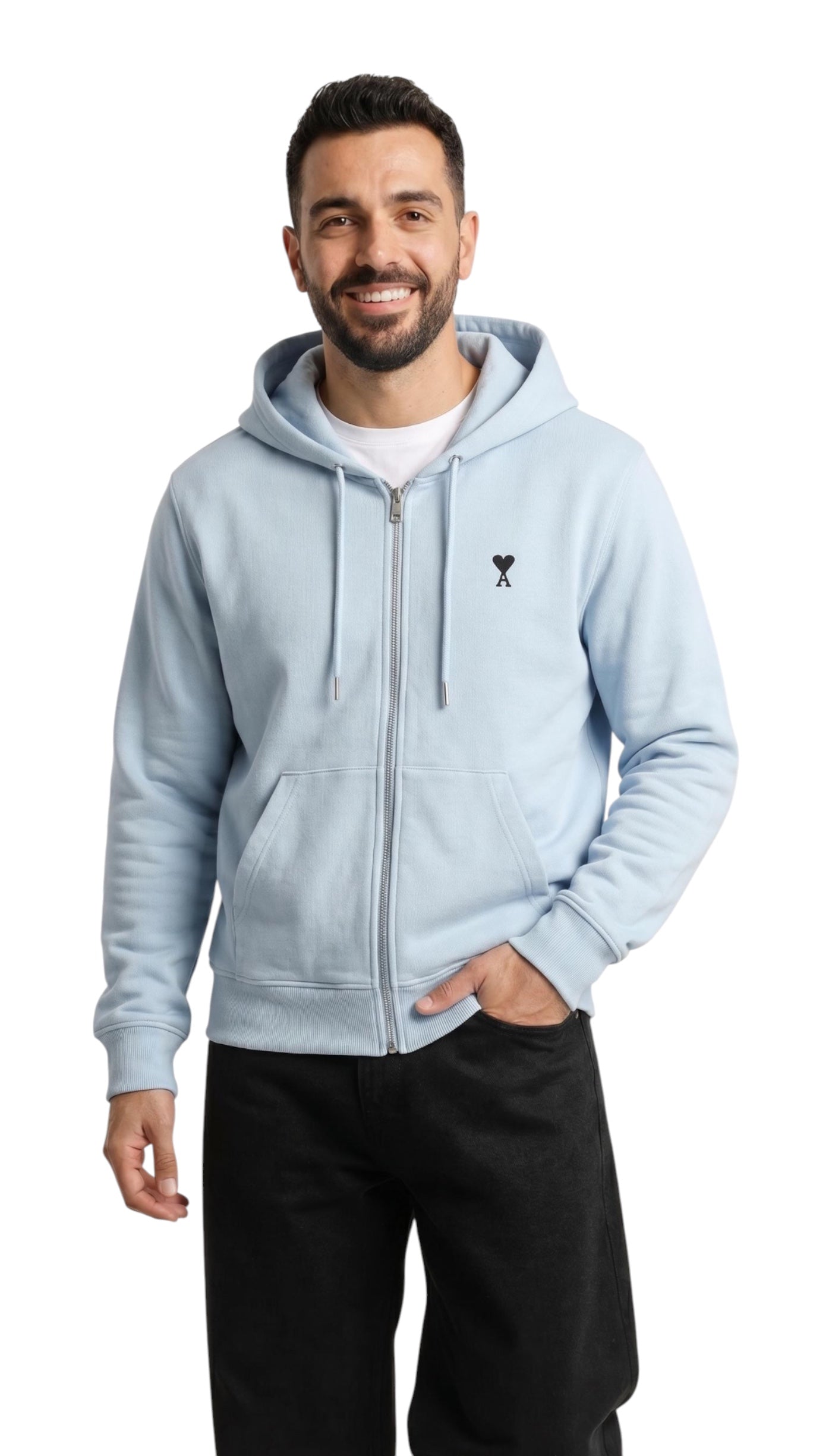 Hoodie Zippé Ami de coeur Bleu Ciel