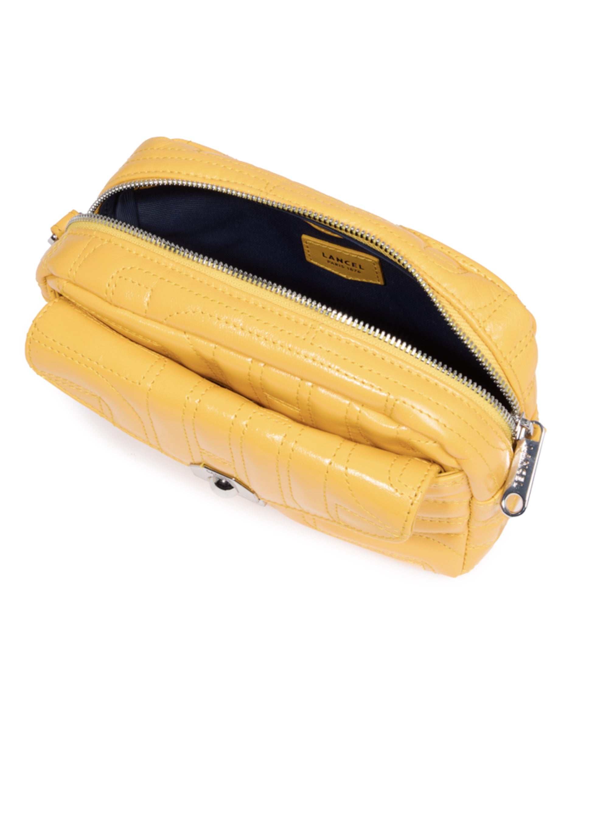 Midi-Minuit leather handbag mango yellow camera bag Lancel
