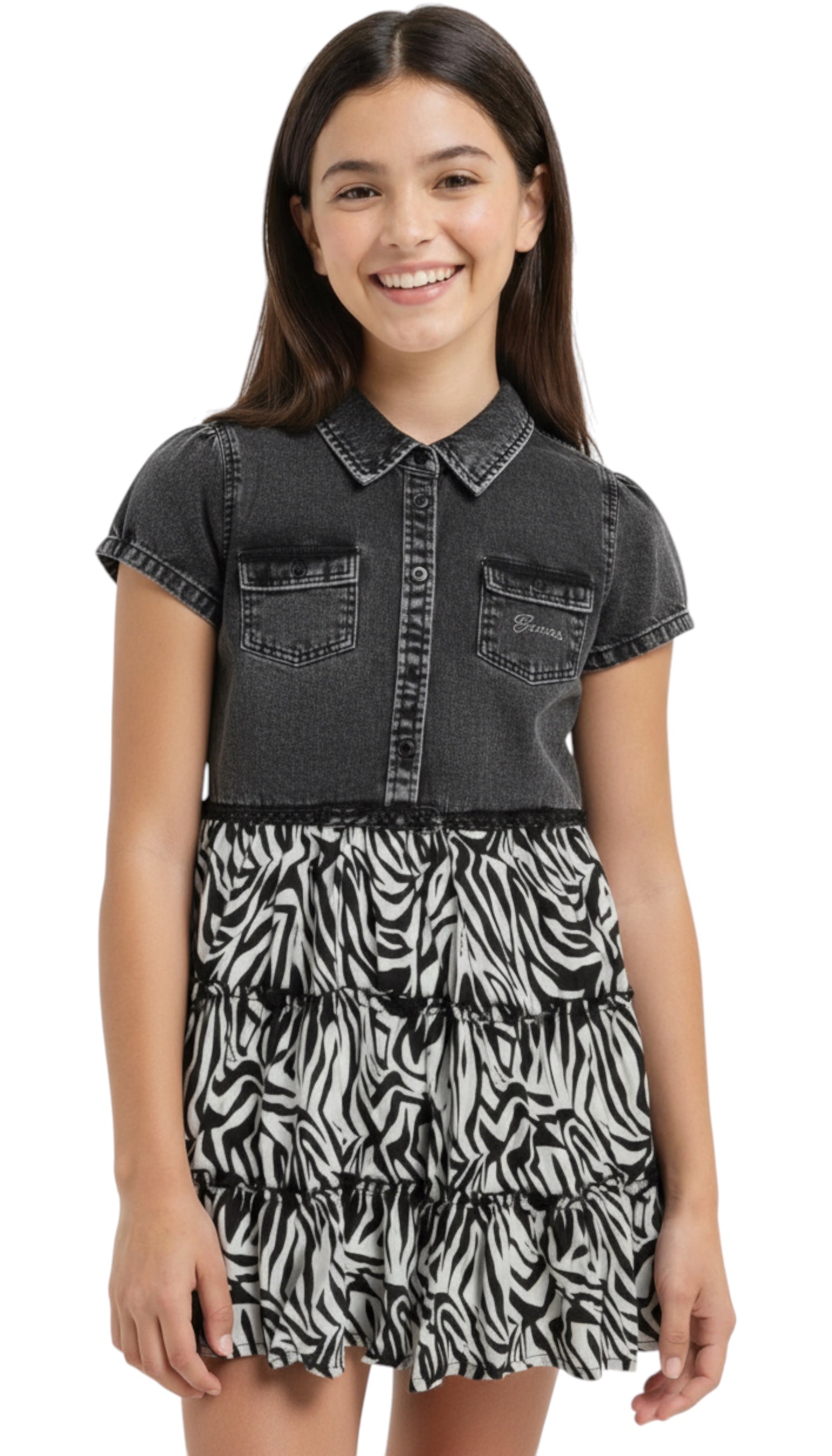 Robe fille grise Imprimé animal Guess