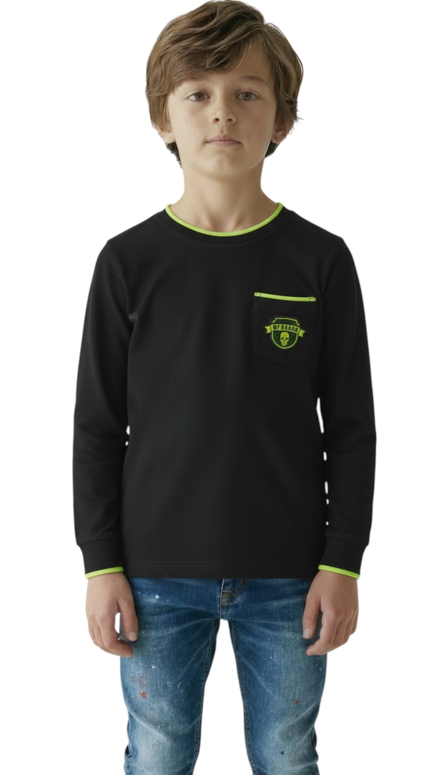 T-shirt garçon manches longues noir Skull My brand