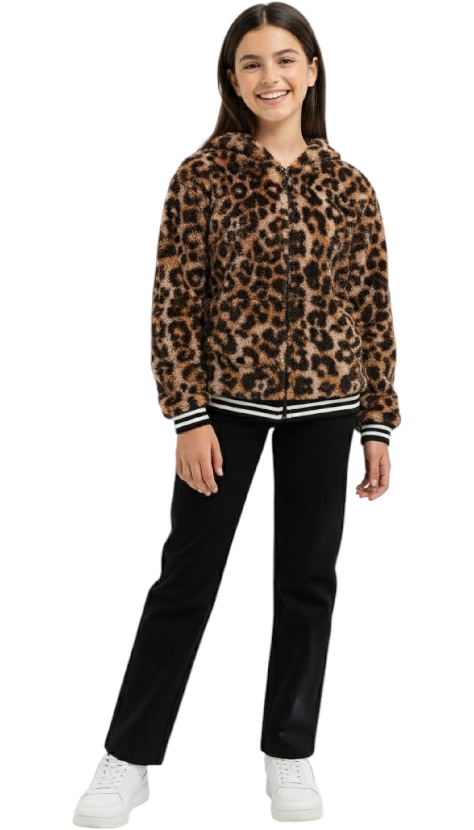 Veste fille reversible cuir/léopard Guess