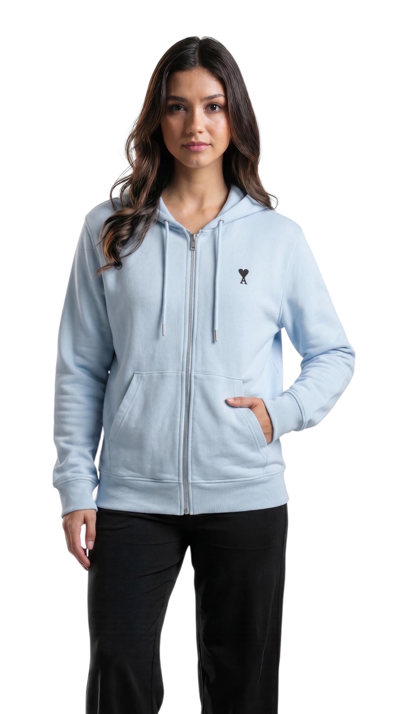 Hoodie Zippé Ami de coeur Bleu Ciel