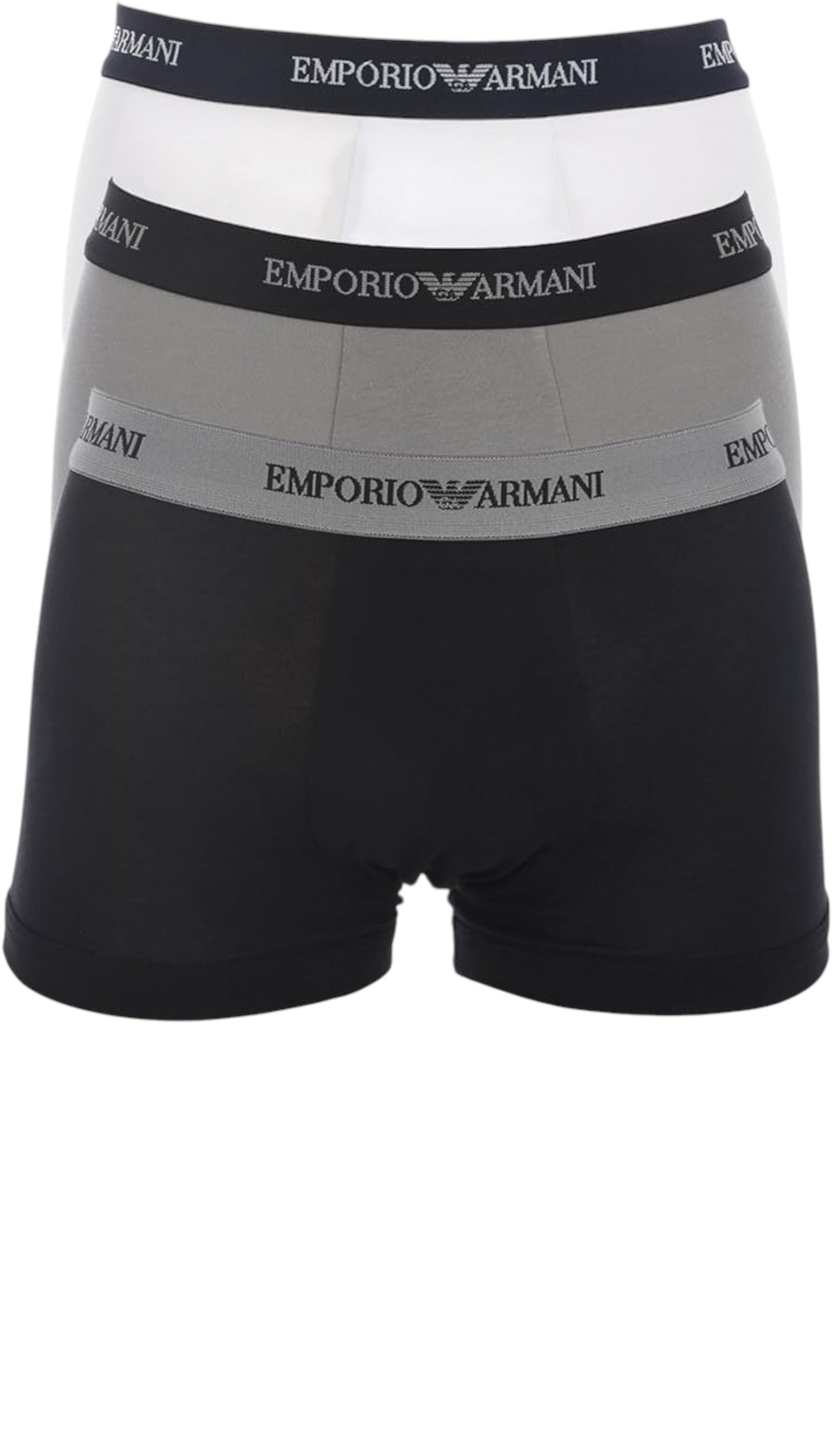 3 boxeri Emporio Armani, negru, gri, alb
