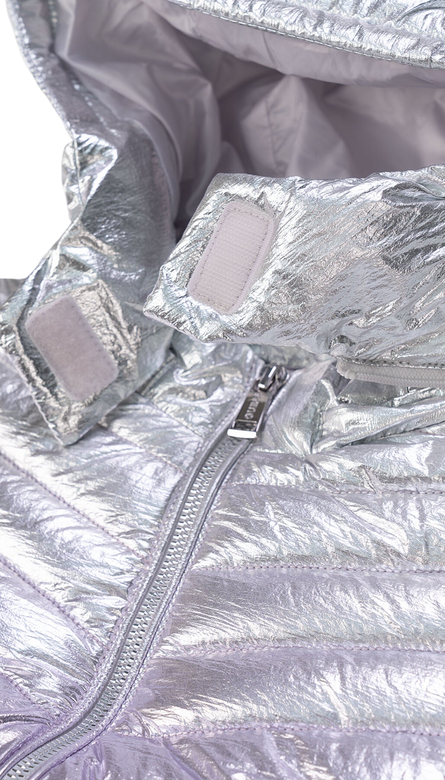 Guess girls' silver/purple puffer jacket