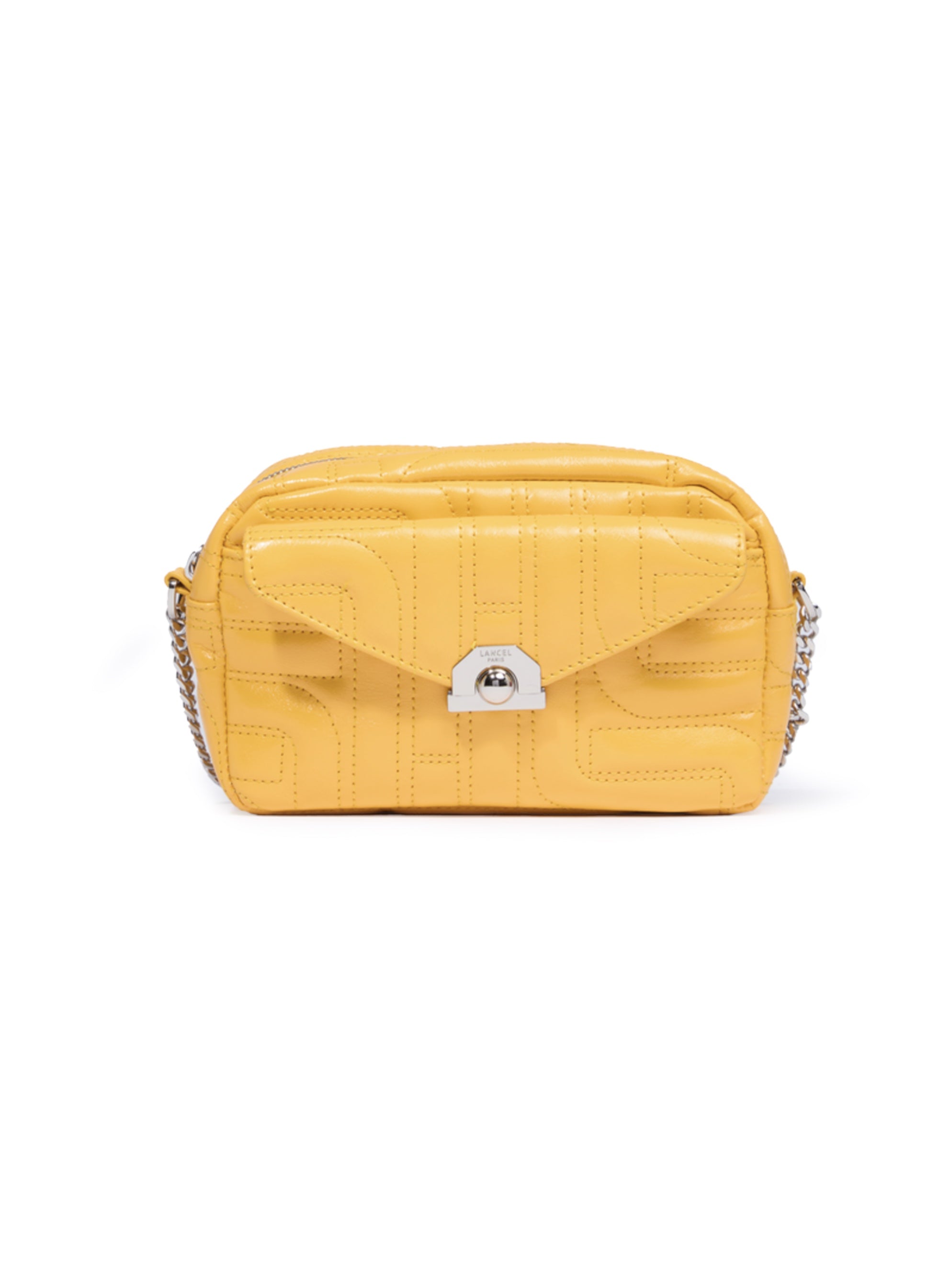Midi-Minuit leather handbag mango yellow camera bag Lancel