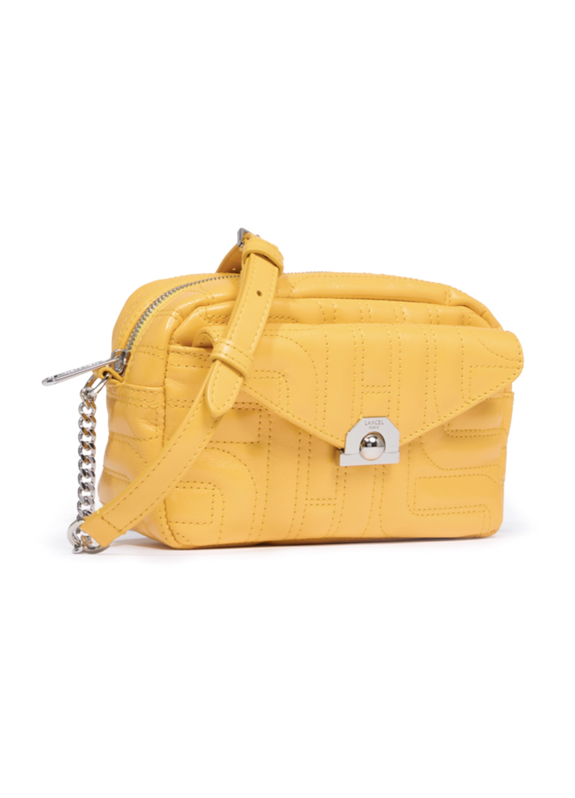 Midi-Minuit leather handbag mango yellow camera bag Lancel