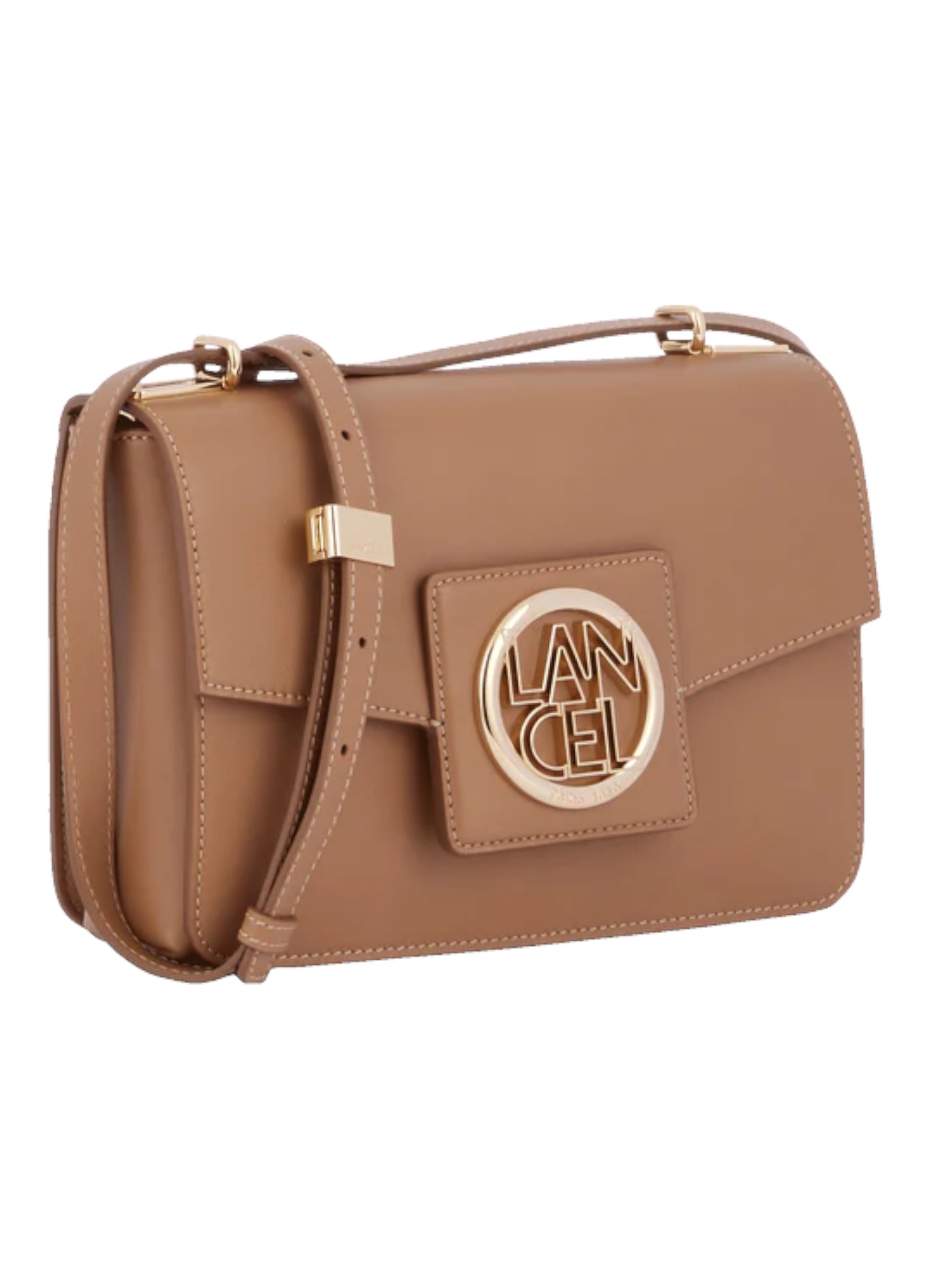 Lox leather handbag M flap bag granito gold Lancel