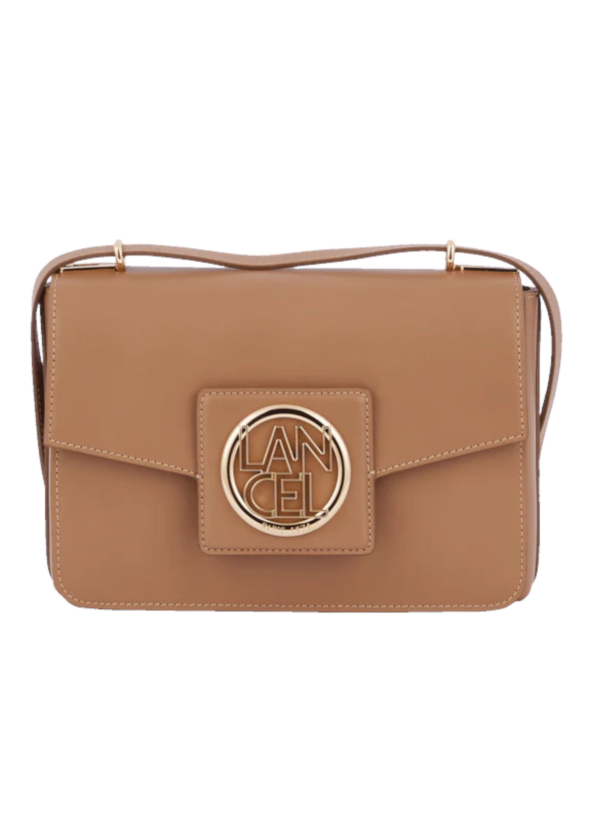 Lox leather handbag M flap bag granito gold Lancel