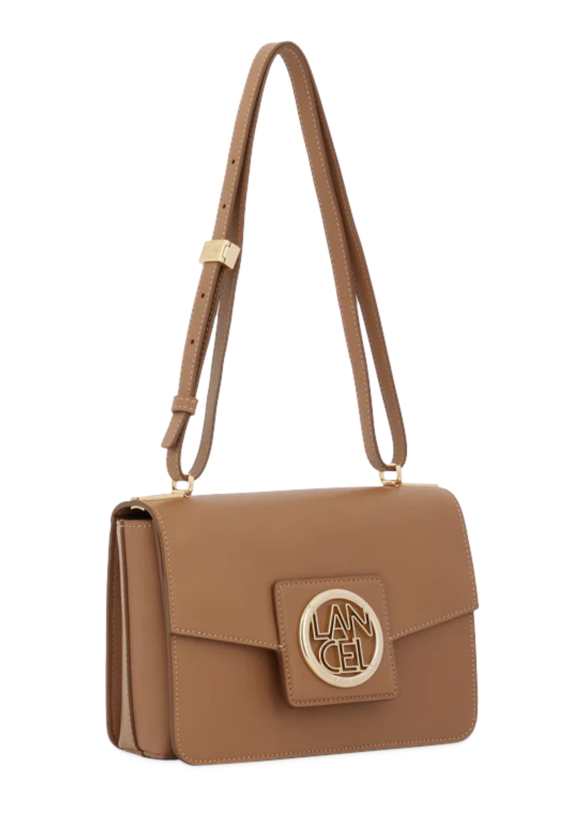 Lox leather handbag M flap bag granito gold Lancel
