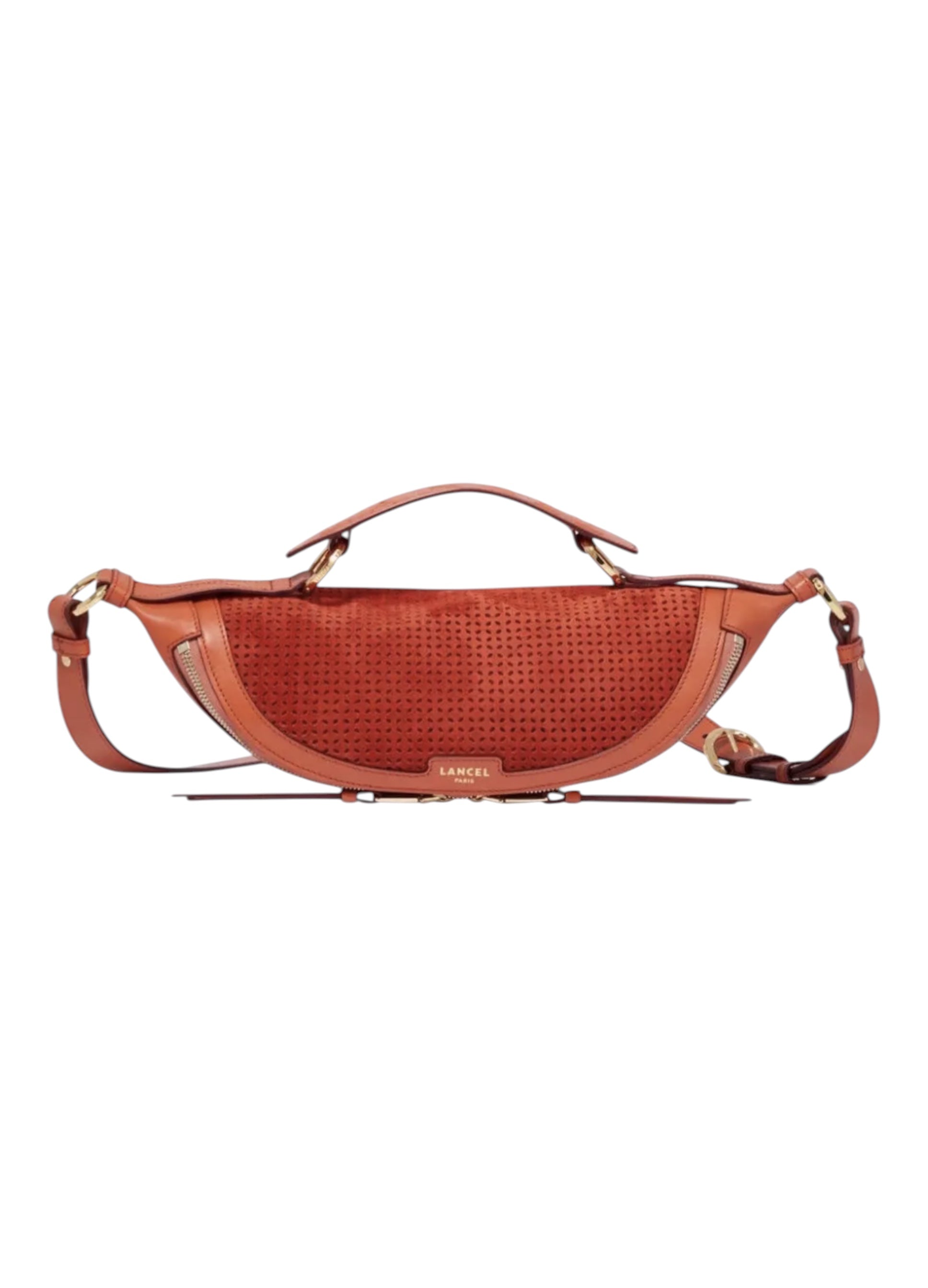Leather Origami crossbody bag vermilion gold Lancel
