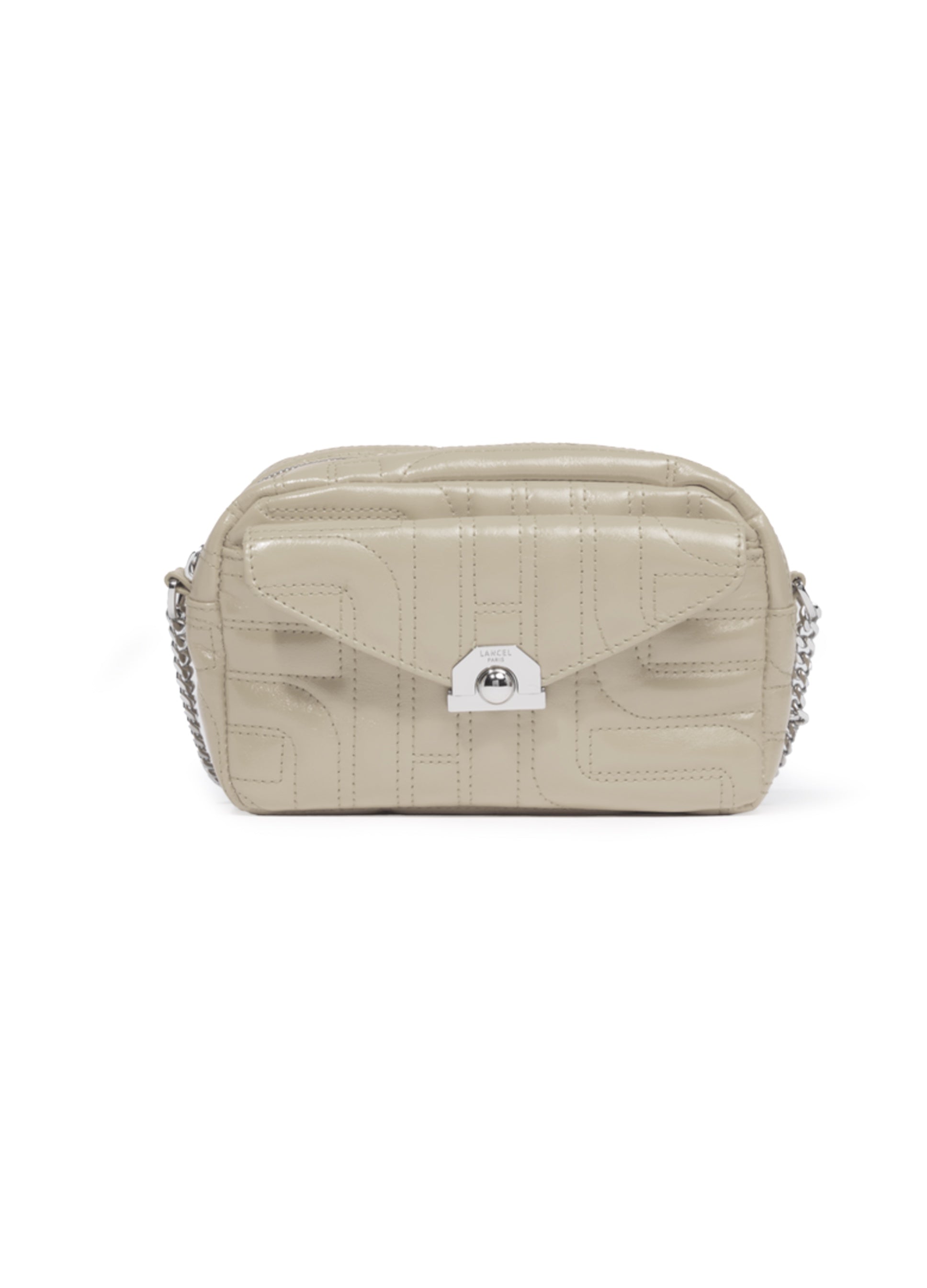 Midi-Minuit beige leather camera bag by Lancel
