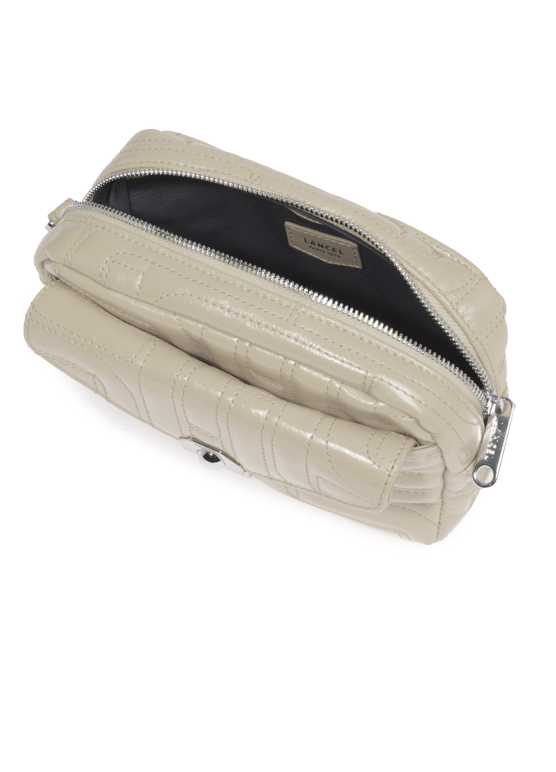 Torebka skórzana Midi-Minuit camera beżowa Lancel