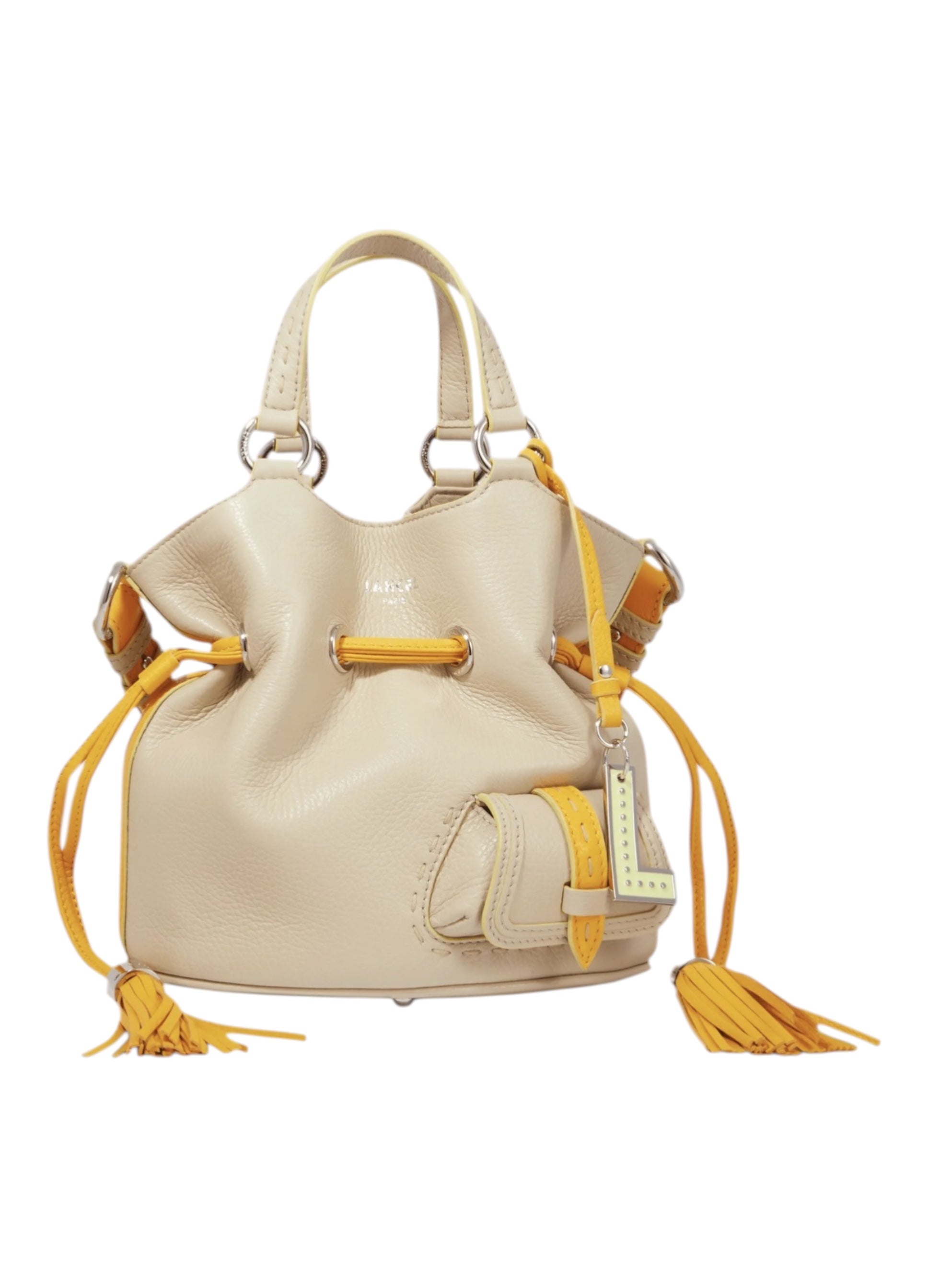 Premier Flirt M Beige Leather Bucket Bag | Lancel
