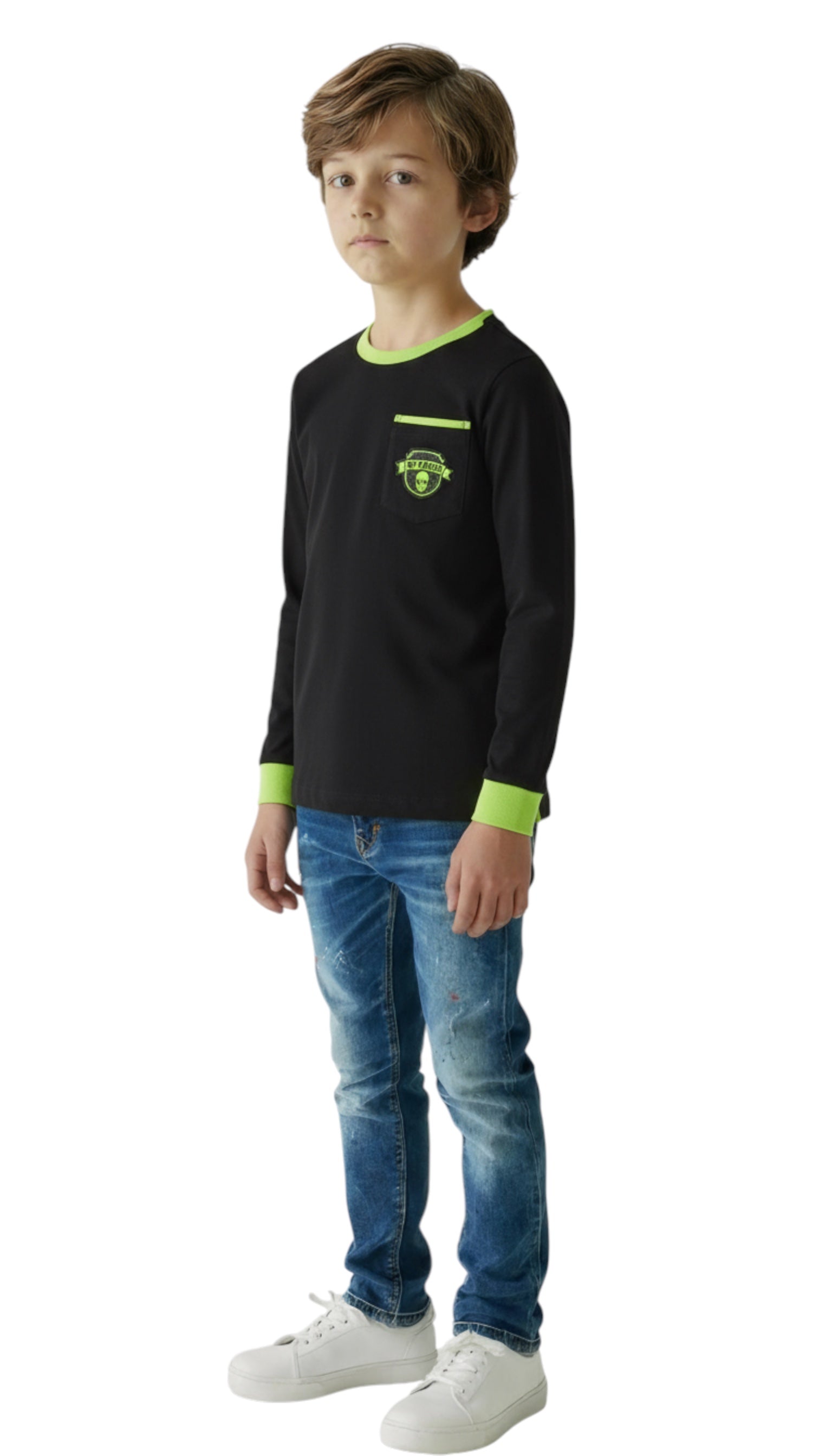 Boys' long-sleeved black Skull T-shirt by My Brand