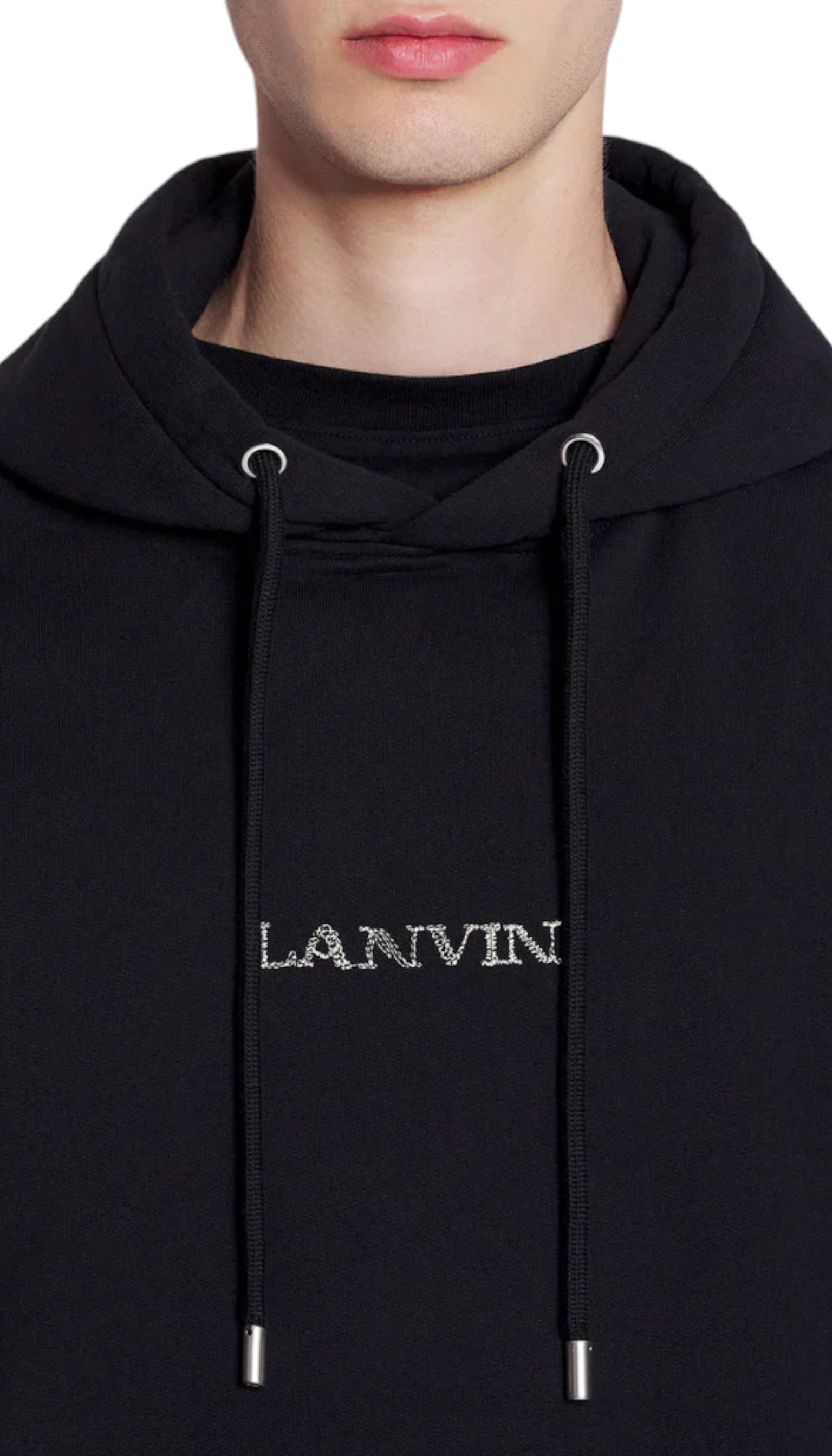 Hanorac unisex Lanvin oversize negru cu logo brodat