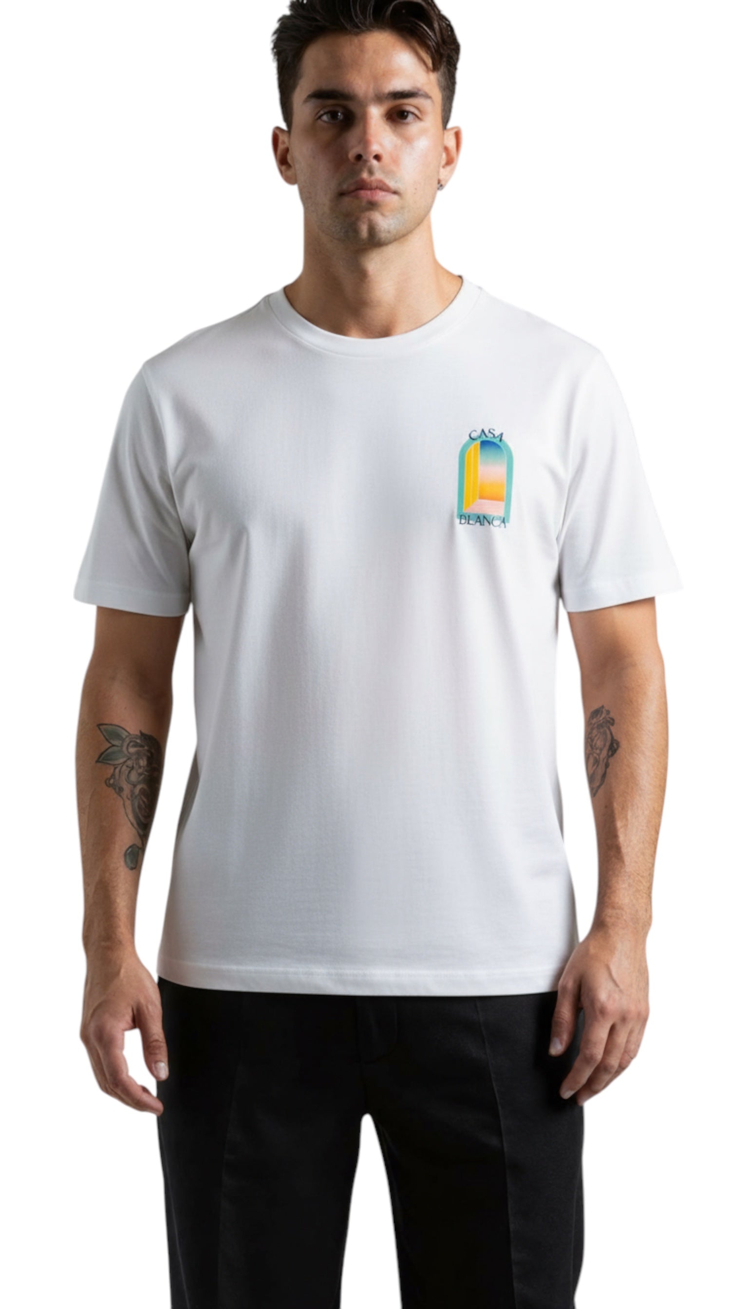 Tricou pentru bărbați alb L'Arc colore Casablanca