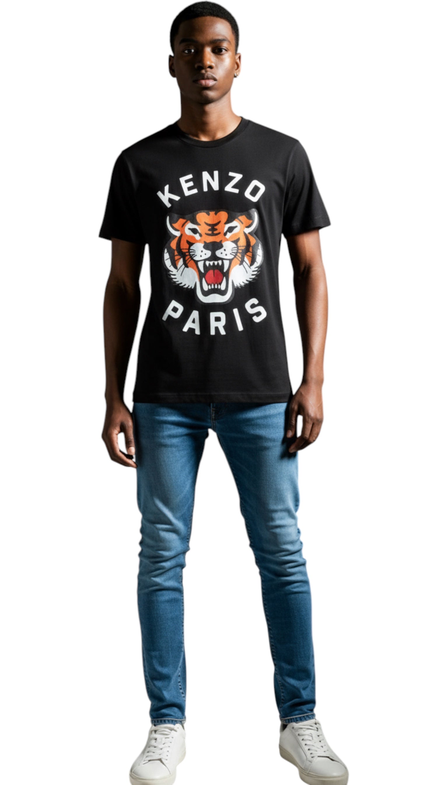 T-shirt homme  Lucky Tiger Noir Kenzo