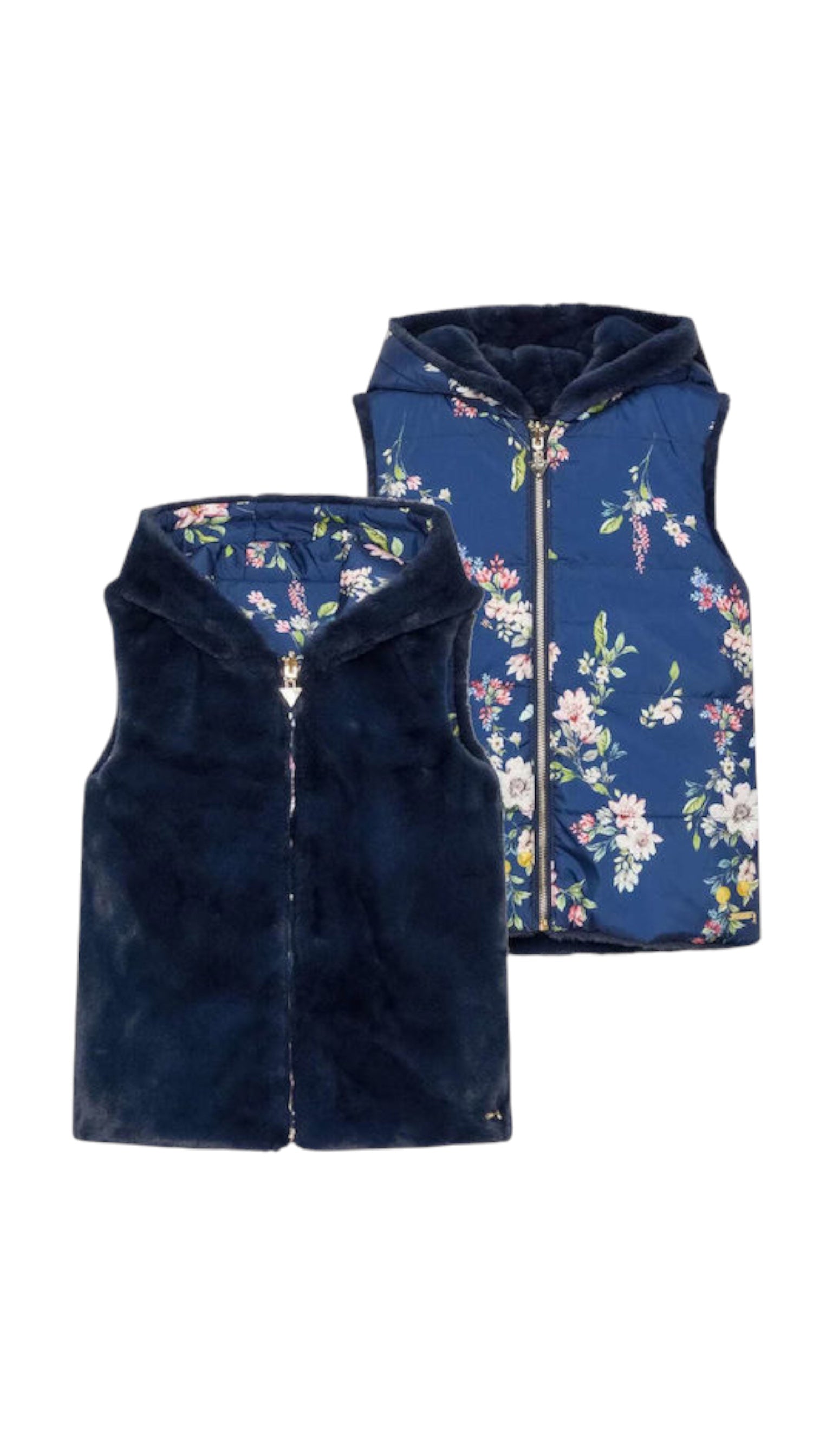 Vestă de fată fără mâneci reversibilă Guess albastră