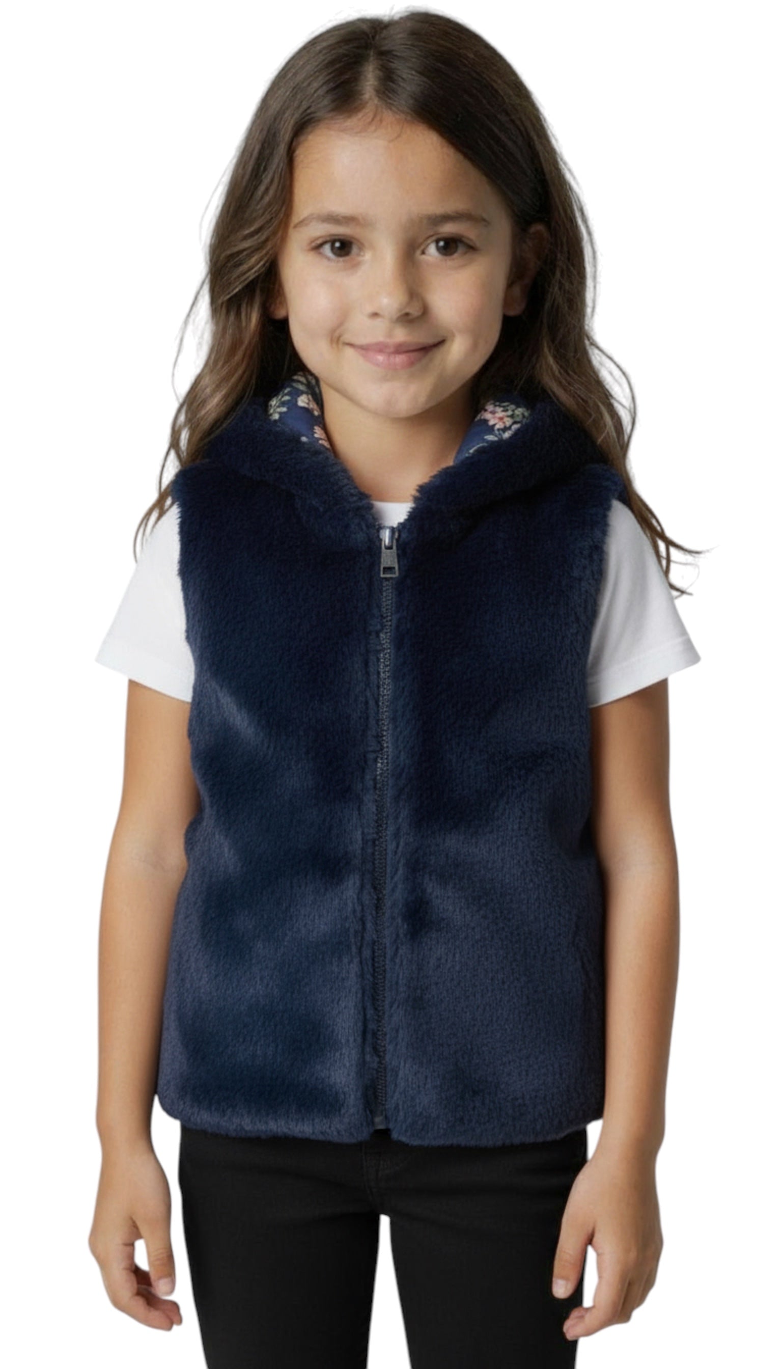 Vestă de fată fără mâneci reversibilă Guess albastră