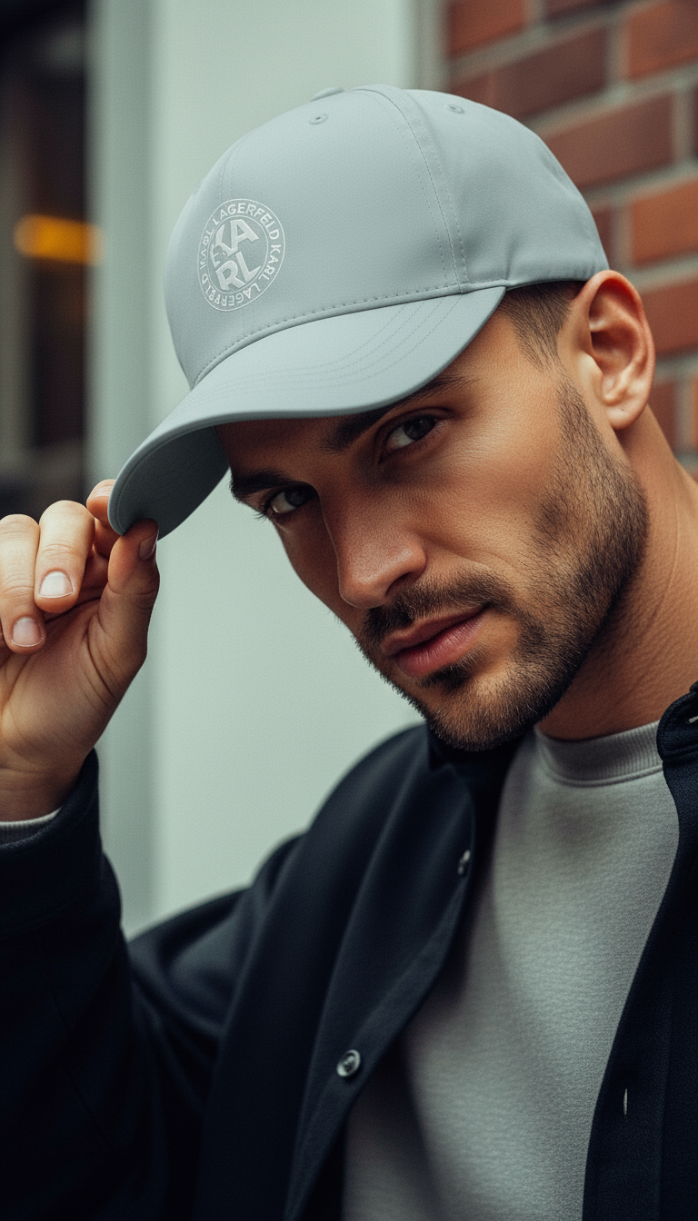 Karl Lagerfeld blue nylon men's cap