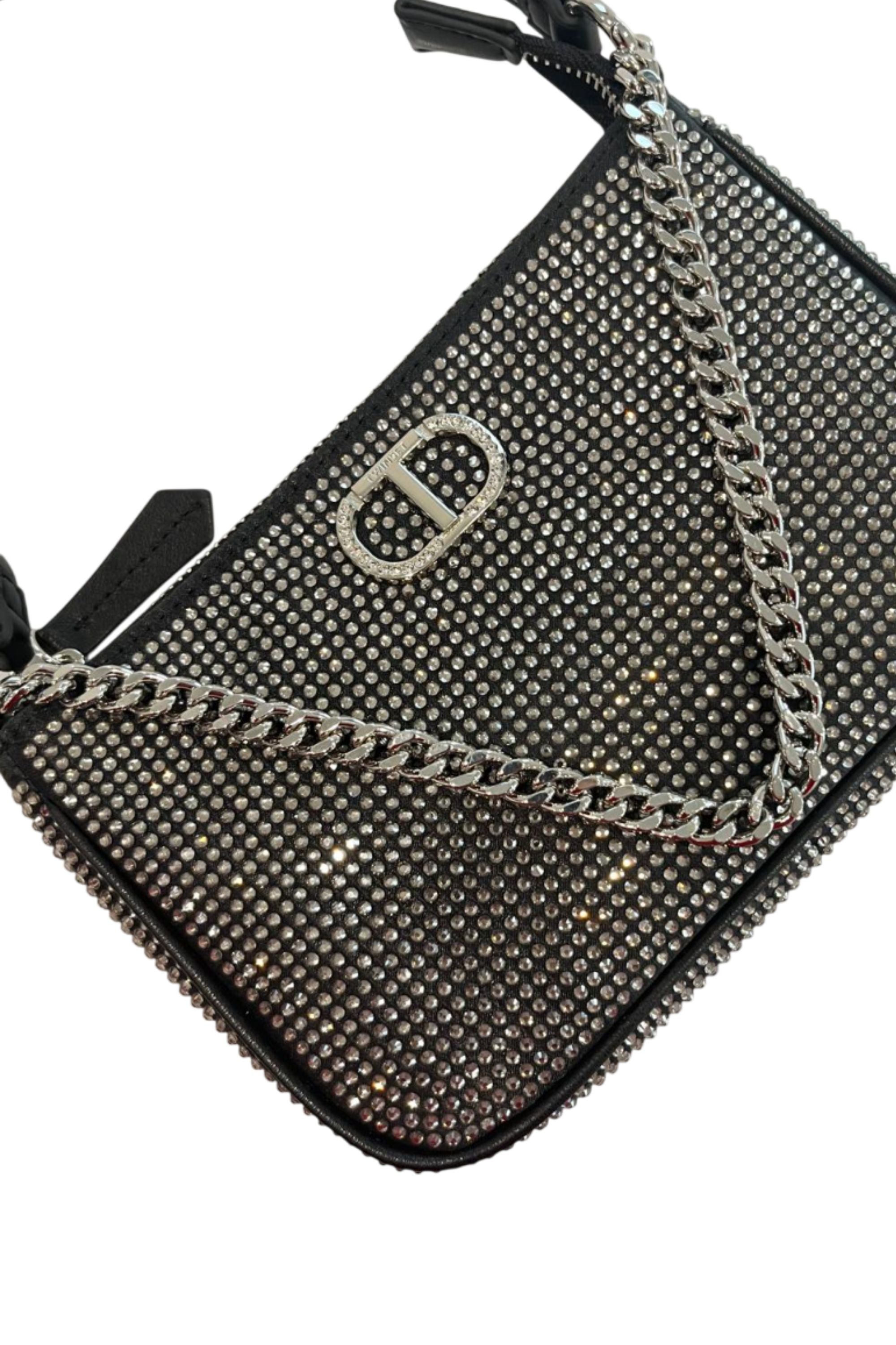 Twinset Sac Bandoulière à Strass Noir
